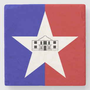 Stone coaster with Flag of San Antonio