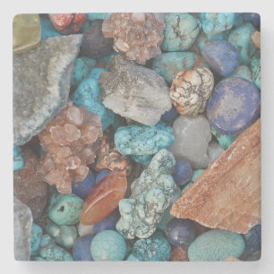 Stone Colourful rock natural grey brown blue Coaster