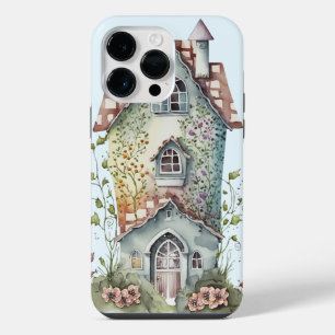 Stone cottage English garden wildflowers blue sky iPhone 14 Pro Max Case
