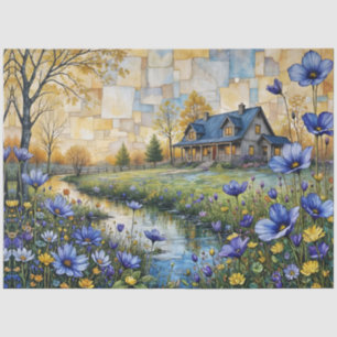 Stone Country Farmhouse in Patchwork Floral Valley Tissue Paper