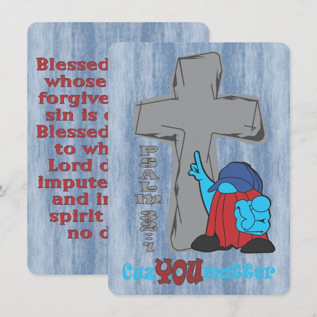 Stone Cross Cuz You Matter Psalm 32 1 Card (Front/Back)