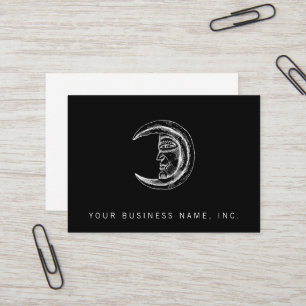 Stone Crystal Crescent Moon White Business Card