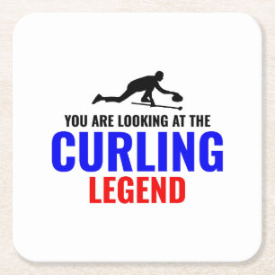 Stone Curling Winter Ice Sport Curler Funny Square Paper Coaster