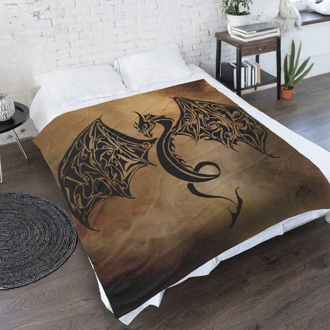 Stone Dragon Tribal Fleece Blanket (Creator Uploaded)