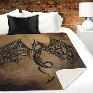 Stone Dragon Tribal Sherpa Blanket