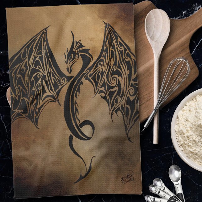 Stone Dragon Tribal Tea Towel (Creator Uploaded)