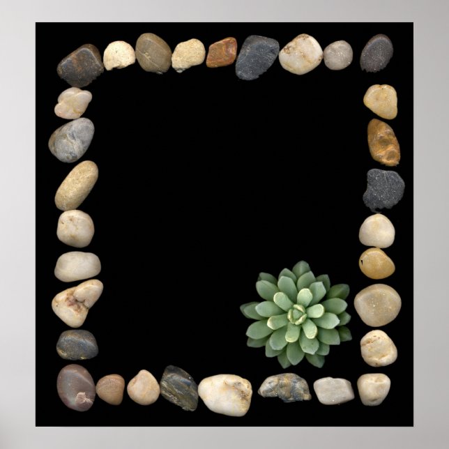 stone frame and succulent1 poster (Front)
