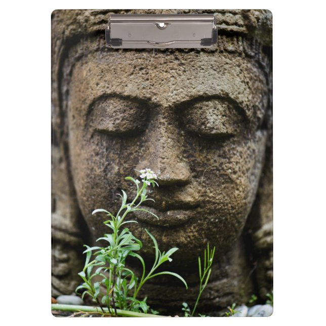 Stone garden statue with flower clipboard (Front)