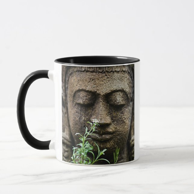 Stone garden statue with flower mug (Left)