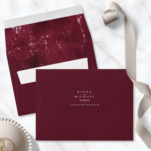 Stone Glitter Wedding Burgundy ID647 Envelope (Creator Uploaded)