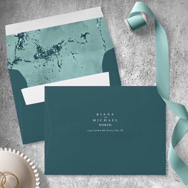 Stone Glitter Wedding Teal ID647 Envelope (Creator Uploaded)
