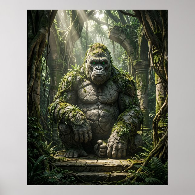 Stone Gorilla Monolithic Jungle Art Poster (Front)