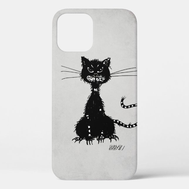Stone Grey Ragged Evil Black Cat Case-Mate iPhone Case (Back)