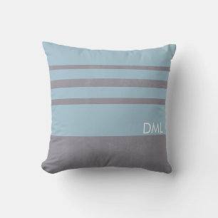 Stone Grey Warm Blue Tones Stripes Pattern  Cushion