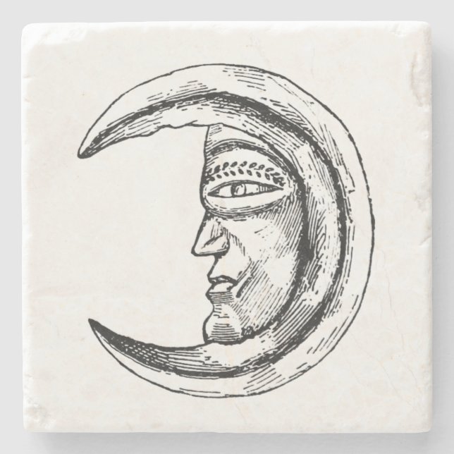 Stone Hilal Crescent Moon Black Coaster (Front)
