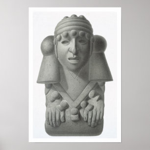 Stone idol of the Rain God Cocijo, plate from 'Anc Poster