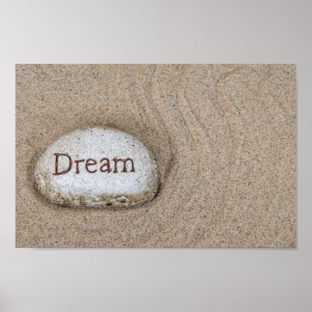 stone in sand with word Dream Poster (Front)