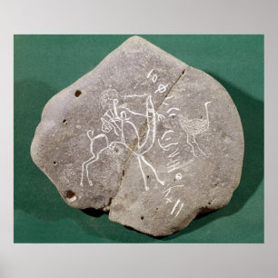 Stone inscribed with a hunter in the desert poster
