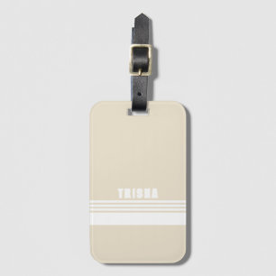 Stone khaki light modern preppy classic stripes luggage tag