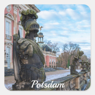 Stone knight statues near palace in Potsdam Square Sticker