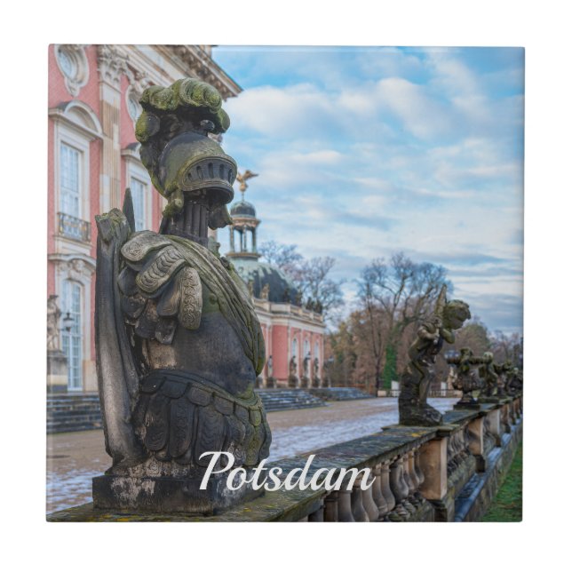 Stone knight statues near palace in Potsdam Tile (Front)