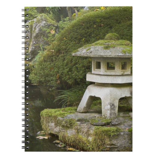 Stone lantern and Heavenly Falls Spiral Notebook (Front)