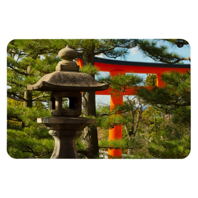 Stone Lantern and Torii Gate Magnet (Horizontal)