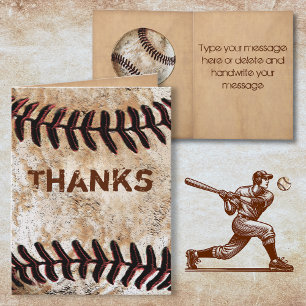 Stone Like Vintage Baseball Thank You Themed Cards
