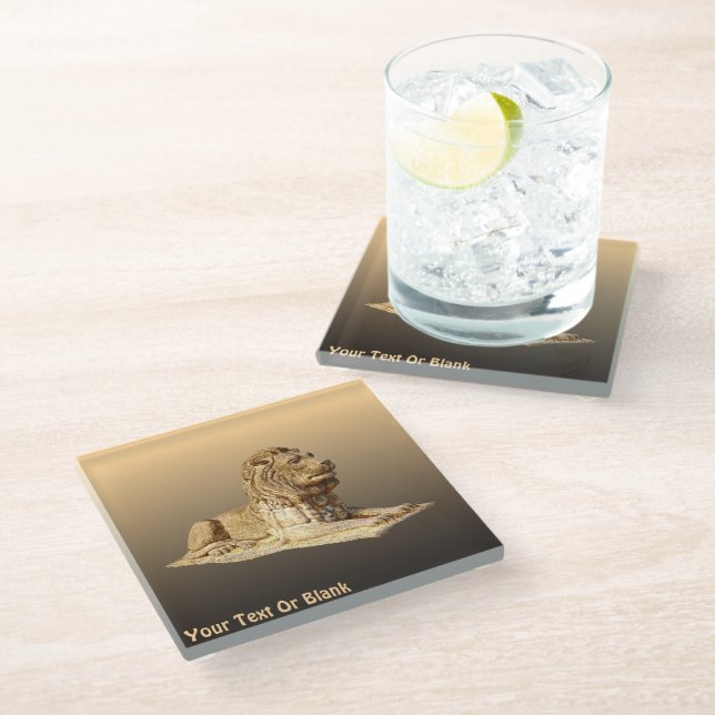 Stone Lion Glass Coaster (Angled)