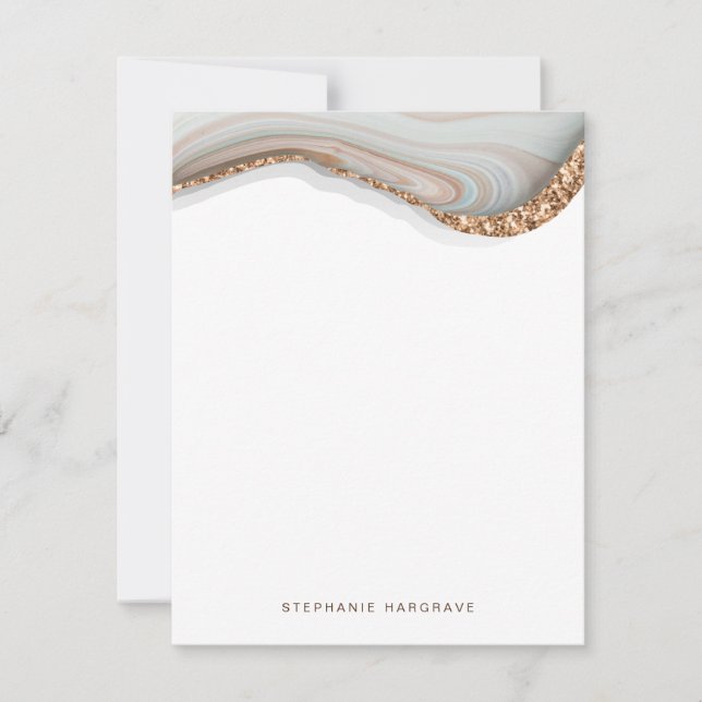 Stone Marble Agate Geode Glitter Card (Front)