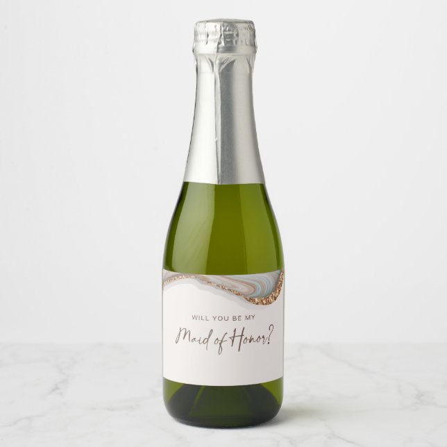 Stone Marble Agate Maid of Honour Sparkling Wine L Label (Front)