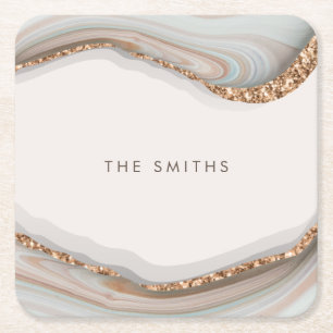 Stone Marble Agate Square Paper Coaster