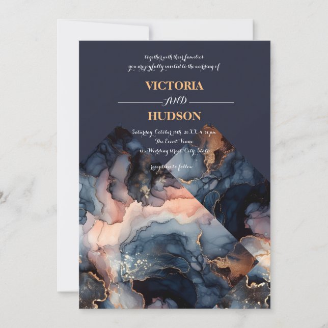 Stone Marble Agate Wedding Invitation (Front)