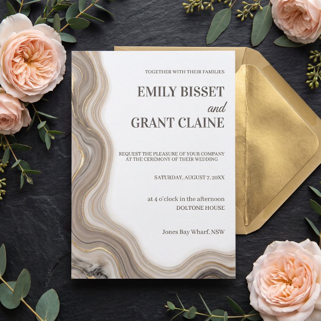 Stone Marble Agate Wedding Invitation (Creator Uploaded)