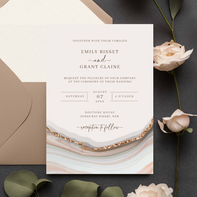 Stone Marble Agate Wedding Invitation (Creator Uploaded)