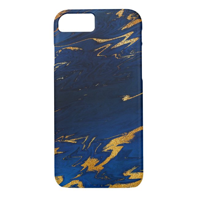 Stone Marble Cobalt Blue Gold Black iPhone Samsung Case-Mate iPhone Case (Back)