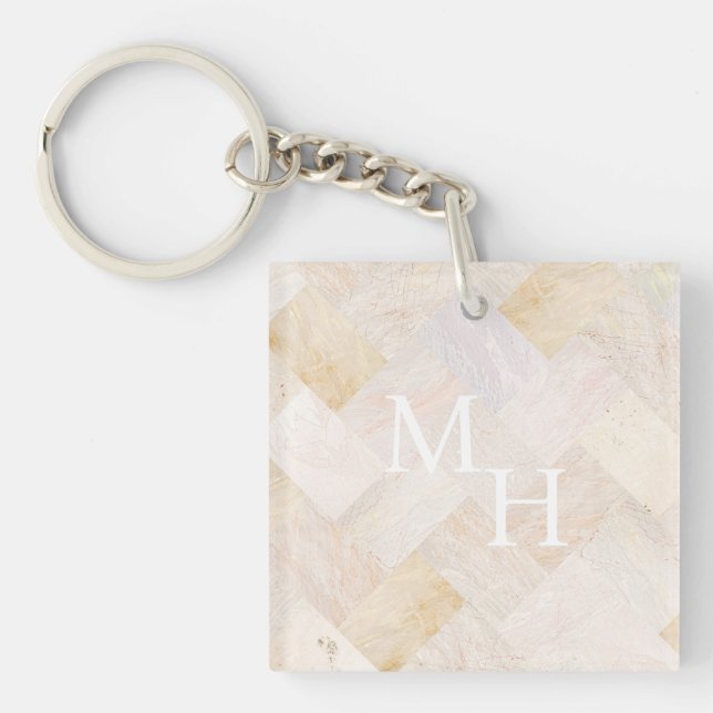 Stone Marbled Initials  Key Ring (Front)