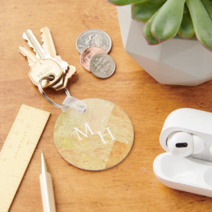 Stone Marbled Initials  Key Ring