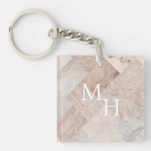 Stone Marbled Initials Key Ring
