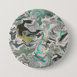 Stone Marbling with Turquoise Veins 3" Round 7.5 Cm Round Badge