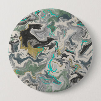 Stone Marbling with Turquoise Veins 4" Round 10 Cm Round Badge
