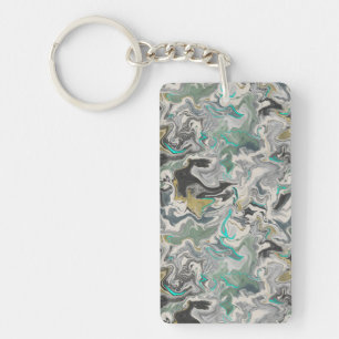 Stone Marbling with Turquoise Veins Acrylic Key Ring