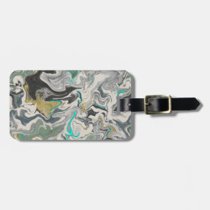 Stone Marbling with Turquoise Veins Double-sided Luggage Tag