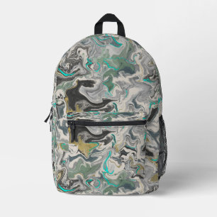 Stone Marbling with Turquoise Veins Printed Backpack