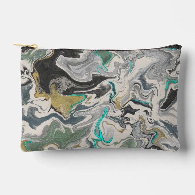 Stone Marbling with Turquoise Veins Small Accessory Pouch (Front)