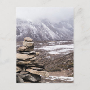 Stone Marker Pile in Snowy Himalayan Mountains Postcard