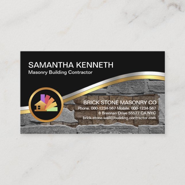 Stone Masonry Brick Laying Constractor Business Card (Front)