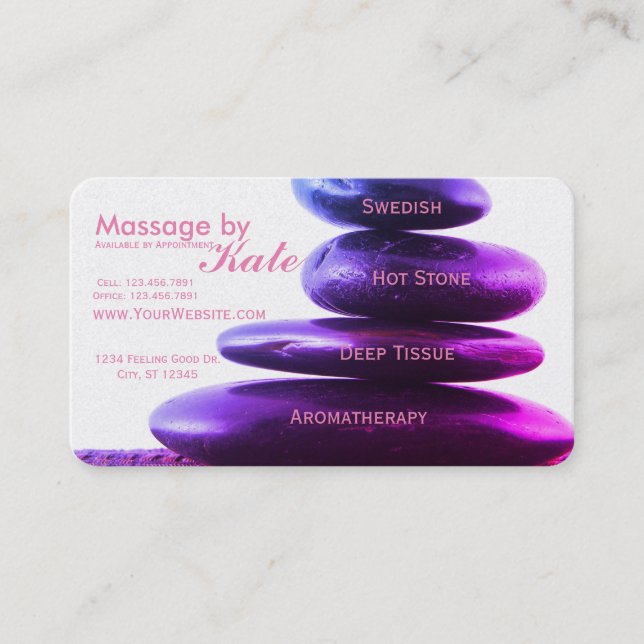 Stone Massage Therapy Business Card (Front)