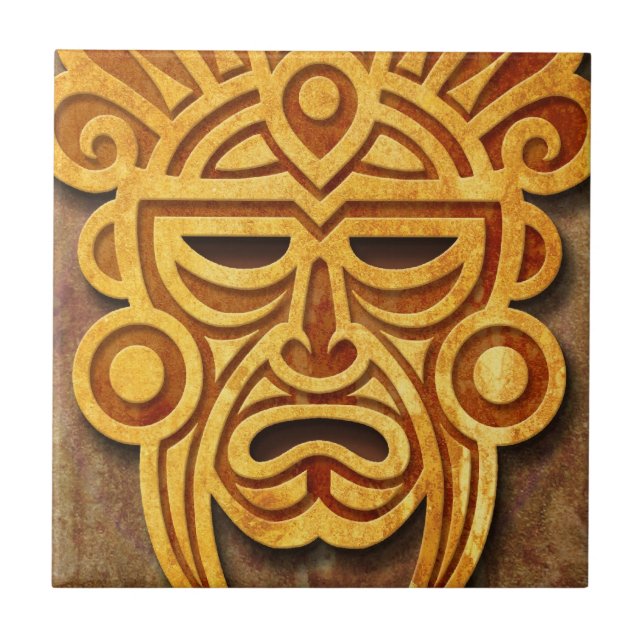 Stone Mayan Mask Tile (Front)