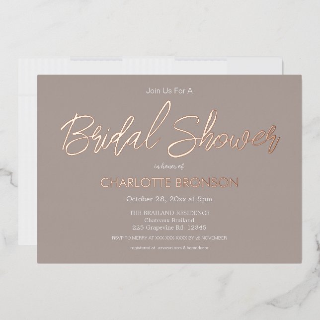 Stone Minimalist Script Bridal Shower Rose Gold   (Envelope)